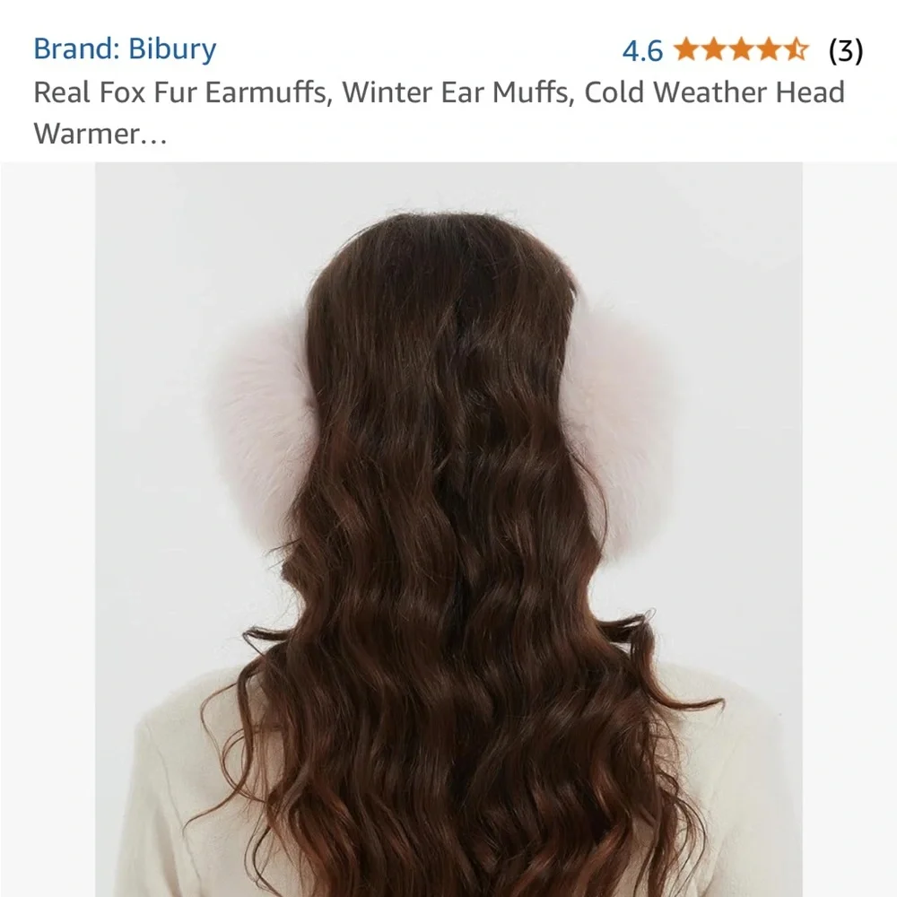 NWT $45 Bibury Fox Fur Light Blush Pink Super Fluffy Earmuffs